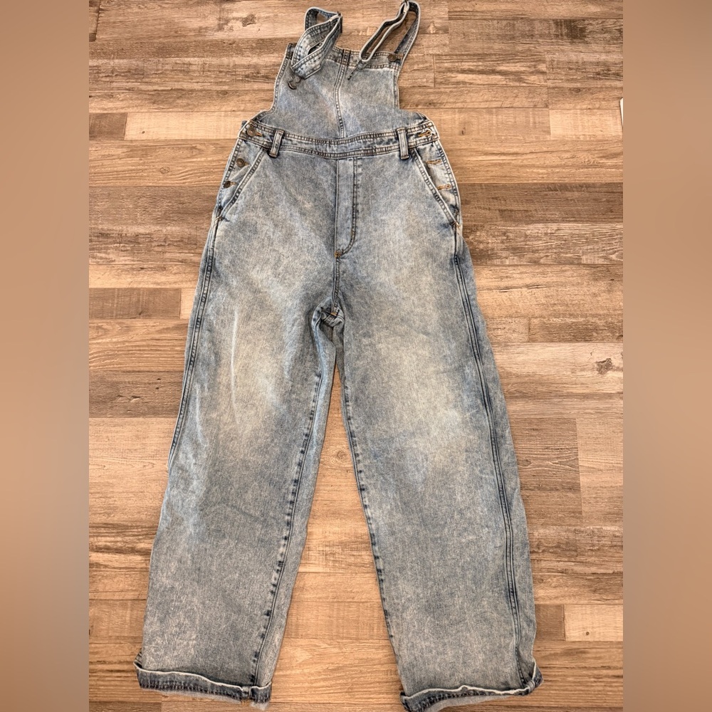Aerie Faded Blue Denim Overalls